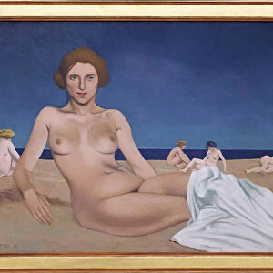 Sunbathing on the beach. Painting by Felix Edouard Vallotton (1865-1925), 1923