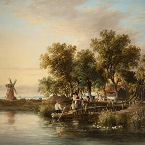 Sunlit Norfolk River Landscape (oil on canvas)