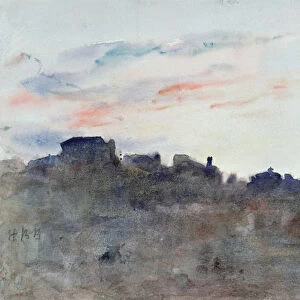 After Sunset, View from the Artists Window in Morpeth Terrace (watercolour)