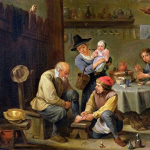Surgeon Tending the Foot of an Old Man (oil on canvas)