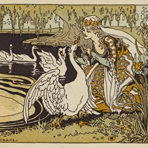 The Six Swans, German fairy tale (colour litho)