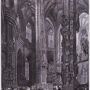 Tabernacle in the choir of the Church of St Lorenz, Nuremberg, Germany (engraving)