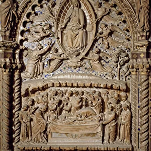 Tabernacle: Death and Assumption of the Virgin Mary. High marble relief, 1359