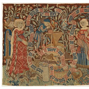 Tapestry panel depicting the Dishonest Miller, from Basel, 1460-80 (wool & linen)