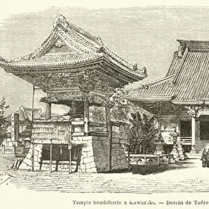 Temple bouddhiste a Kawasaki (engraving)