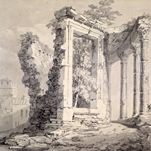 Temple of the Sibyl, Tivoli (pencil & w / c on paper)