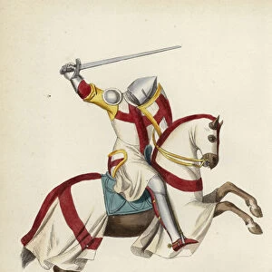 Templier En Costume De Guerre (coloured engraving)
