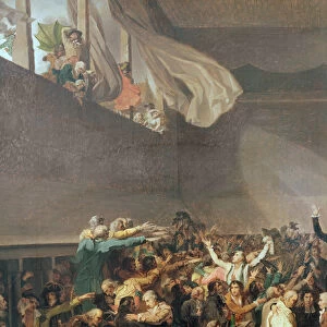 Tennis court Oath, 20th June, 1789 (left section of the painting) (oil on canvas)