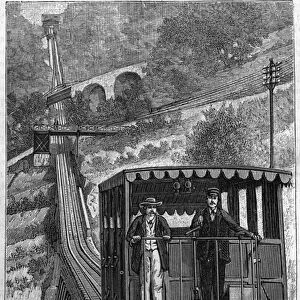 Territet Glion railroad. Glion line in Switzerland in 1884