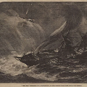 "The Asia"dismasted by a Waterspout, on her Passage from Port Phillip to Bombay (engraving)
