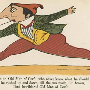 "There was an Old Man of Corfu, who never knew what he should do", from A Book of Nonsense, published by Frederick Warne and Co. London, c. 1875 (colour litho)