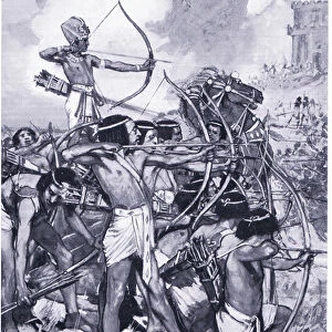 Thomthes III attacking the Syrians (XVIIIth Dynasty), c. 1920 (litho)