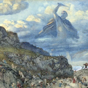 Thor (Tor) and the Dwarves par Doyle, Richard (1824-1883), 1878 - Watercolour on paper