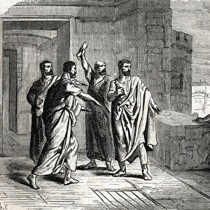 Tiberius Gracchus (168-133 BC) taking refuge in the capitol during "riots"