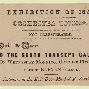 Ticket for admission to The Great Exhibition, 15 October 1851 (engraving)