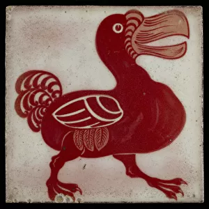 Tile with Dodo, 1882-1888 (red and white lustreware)