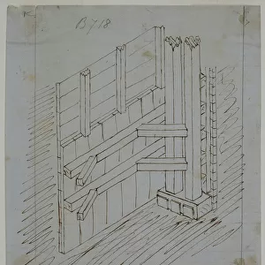 Timbering for the removal of the old shield, c. 1818-39 (pen-and-ink sketch on wove paper)