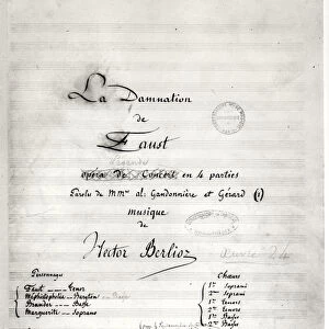 Title page of La Damnation de Faust by Hector Berlioz (1803-69) 1846 (pen