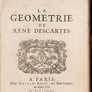 Title page of La Geometrie by Rene Descartes, 1664 (engraving & print)