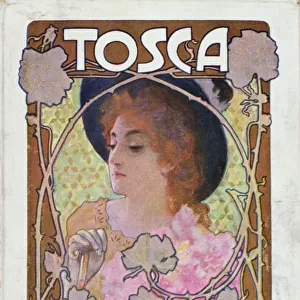 Title page of score sheet for the opera Tosca by Puccini, c. 1910 (colour litho)