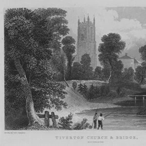 Tiverton Church and Bridge, Devonshire (engraving)
