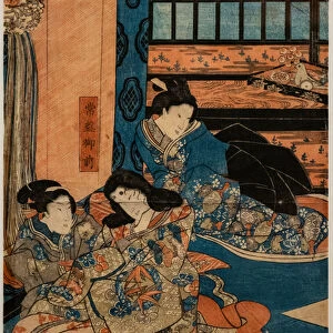 Tokiwa Gozen, mistress of Minamoto no Yoshitsune, in a scene of Kabuki