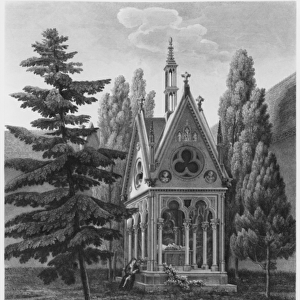 Tomb of Heloise and Abelard, Musee des Monuments Francais, illustration from Vues