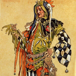 Touchstone the Clown, costume design for "As You Like It", produced by R