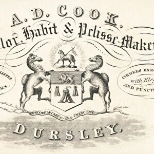 Trade card, A D Cook (engraving)