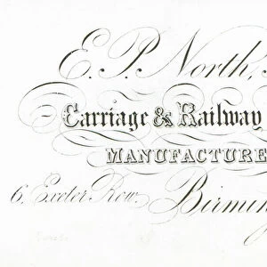 Trade card, E P North (engraving)