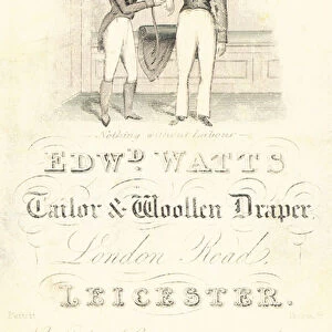 Trade card, Edward Watts (engraving)