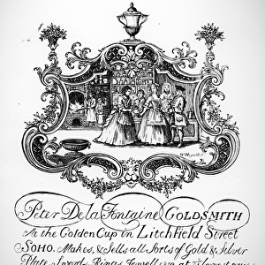 Trade Card for Peter De la Fontaine, Goldsmith, c. 1790s (engraving)