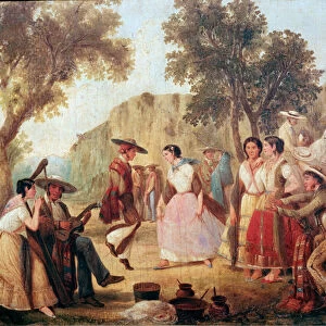 Traditional Mexican dance Painting of the 19th century Mexico, National Historic Museum