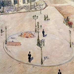 Traffic Island on Boulevard Haussmann, 1880 (oil on canvas)