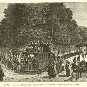 Tramway Electrique De M Werner Siemens A L Exposition D Electricite De Paris, En 1881 (engraving)