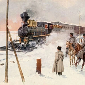 The Trans-Siberian Railway (colour litho)