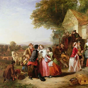 Travellers outside a tavern, 1850