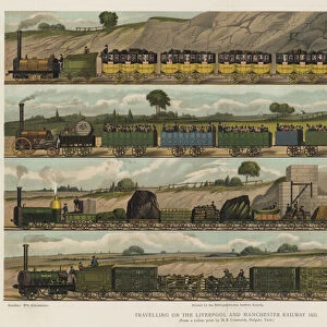 Travelling on the Liverpool and Manchester Railway, 1831 (colour litho)