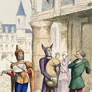 Travelling Musicians in the Fifteenth Century (colour engraving)