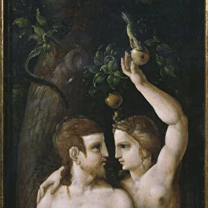 Triptych of the Creation, Adam and Eve, left panel (detail) (oil on panel
