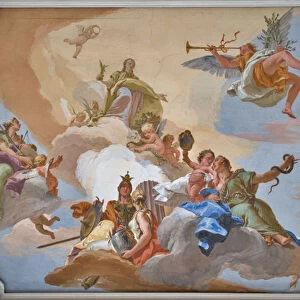 Triumph of Glory announced by Fame standing among the Cardinal Virtues, 1743 (fresco)