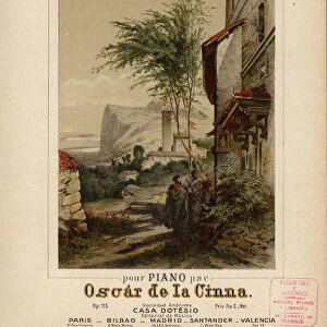 Trois Serenades Basques (Three Basque Serenades) for piano by Oscar de la Cinna (colour litho)