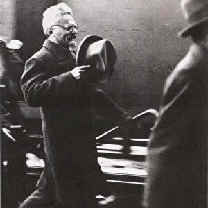Trotsky arrives in Paris (sepia photo)