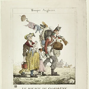 Troupes anglaises: le bagage de campagne, 1815 (hand-coloured etching)