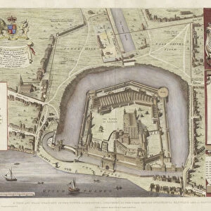 A true and exact draught of the Tower Liberties (colour engraving)
