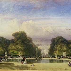 The Tuileries Gardens, with the Arc de Triomphe in the Distance, 1858 (w / c on paper)