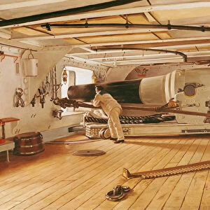 Twenty-Seven Pound Cannon on a Battleship (oil on canvas)