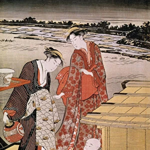 Twilight on Sumida River Japanese print by Shunsho Katsukawa (active 1780 - 1795), 1781-1789. Dim. 0, 37x0, 25m. Paris, Guimet Museum, National Museum of Asian Arts