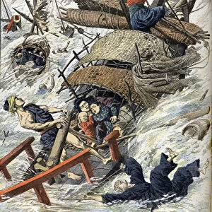 The typhoon of Hong Kong: sinking of Chinese sampans on the Canton River - in "