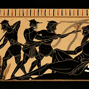 Ulysses and his companions gouging out the eye of the Cyclops Polyphemus